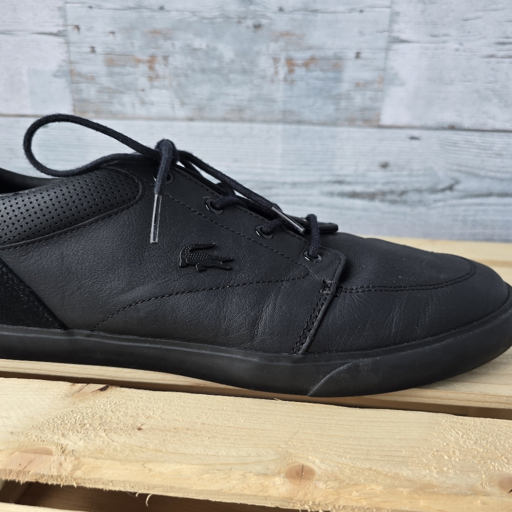 Lacoste Bayliss Black Leather Sneakers Lace Up Mens Size 11 - Picture 8 of 14
